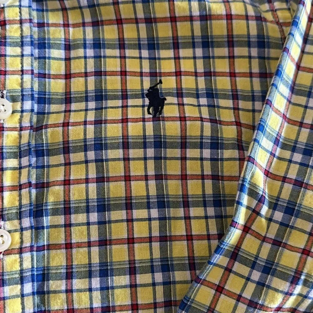 Ralph Lauren Boys Yellow & Blue Long Sleeve Button Down Shirt